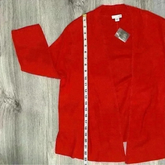 NWT J Jill Women’s Open Front 3/4 Sleeve Cardigan Sweater Paprika Red Size M - Picture 7 of 8